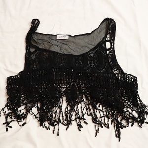 Mesh & Knitted Cropped Tank Top - Cover Up